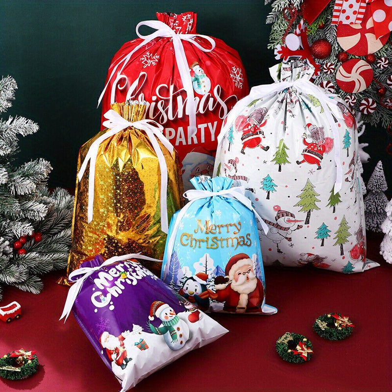 15 pieces, Christmas drawstring candy bags, party holiday gift packaging bags