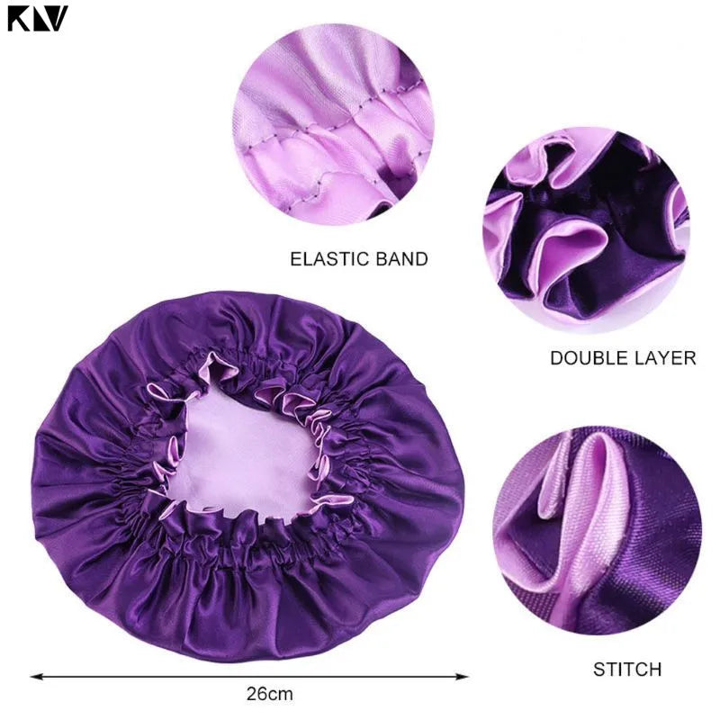 New Baby Silky Satin Bonnet Double Layer Adjustable Sleep Cap Girl Night Turban Children Solid Color Cute Hat Fashion Baby Cap