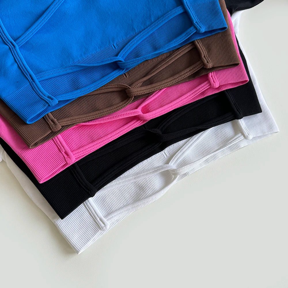 Sports Shirts With Criss Cross Back Fitness High Elasticity Yoga Clothing Sport Crop Tops Gym Top Women