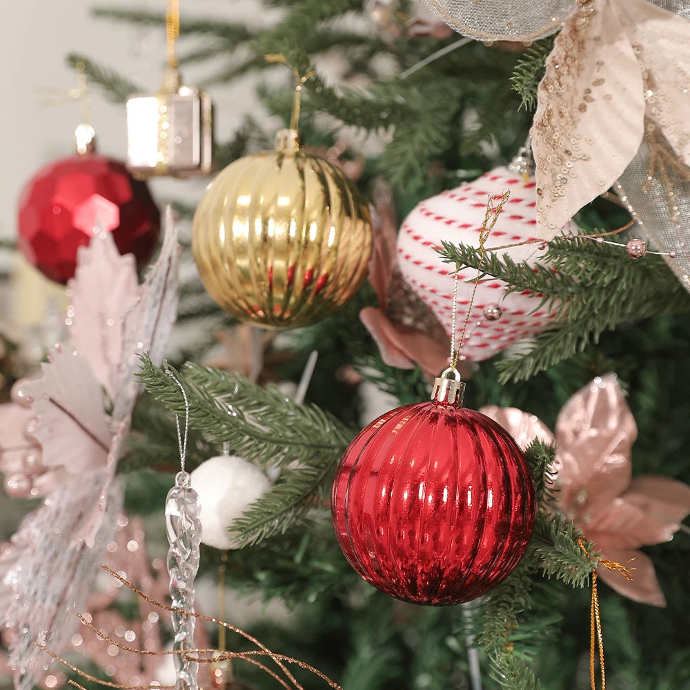 24/30Pcs 6CM Christma Balls Decoration Hanging Christmas Tree Ornaments Ball Pendant Home Room Decor 2024 New Year Navidad Decor