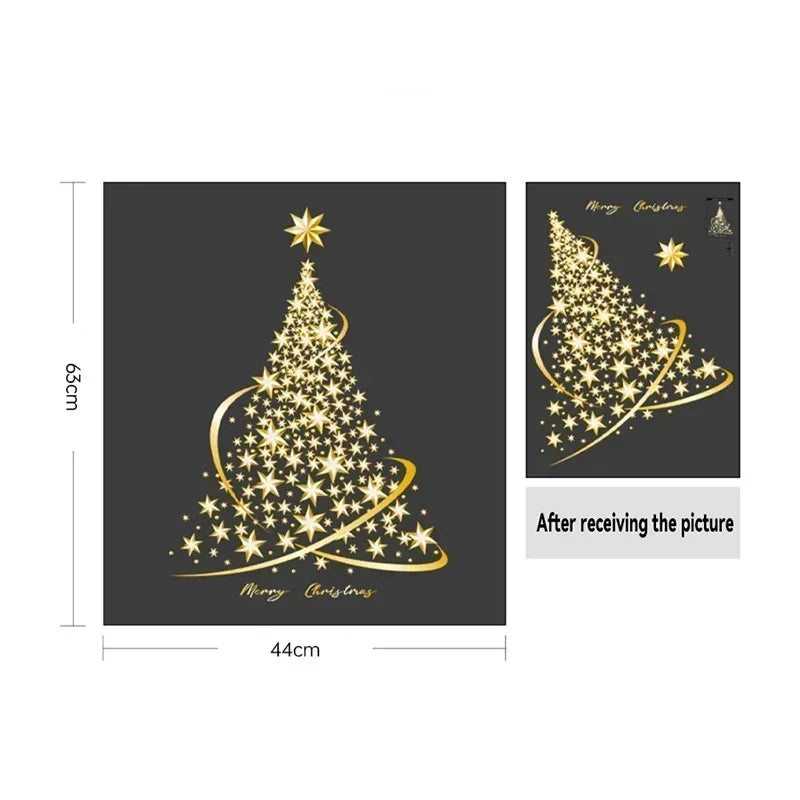 1Pack Christmas Tree Window Clings Stickers for Glass, Xmas Decals Home Decorations Holiday Christmas Decoration 2024 for Party