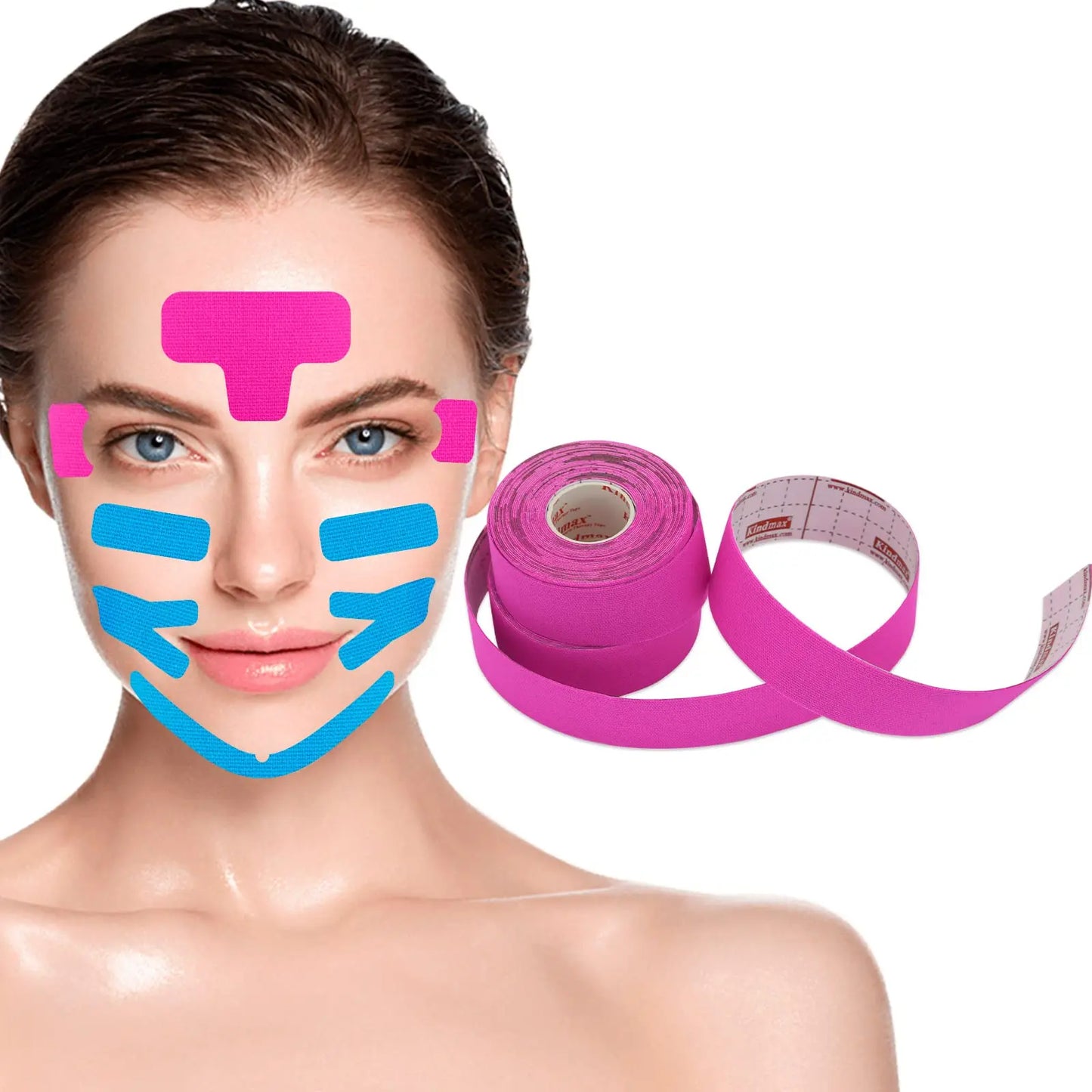 Kindmax Kinesiology Tape for Face V Line and Neck Eyes Area Lifting Wrinkle Remover Tape Skin Color 2 Rolls Dropship