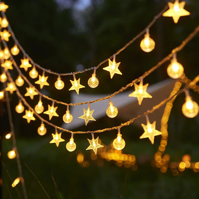 3M 2024 Christmas Decoration for Home Christmas Lights Snowflake String Lights Fairy LED Lamp New Year Tree Garden(No battery)