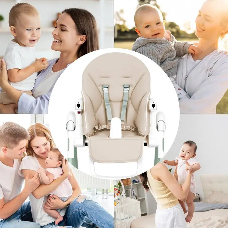 For Peg Perego、Siesta Zero3、Baoneo、Kosmic Jané PU Leather Seat Cover With Padding Comfortable For Baby Hight Chair Cushion