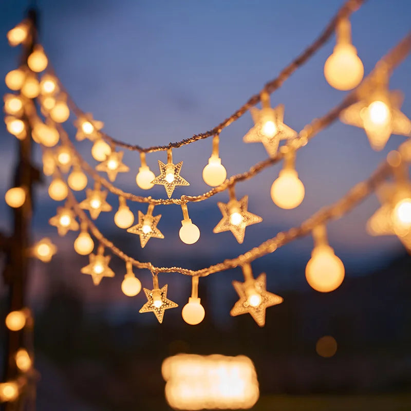 3M 2024 Christmas Decoration for Home Christmas Lights Snowflake String Lights Fairy LED Lamp New Year Tree Garden(No battery)
