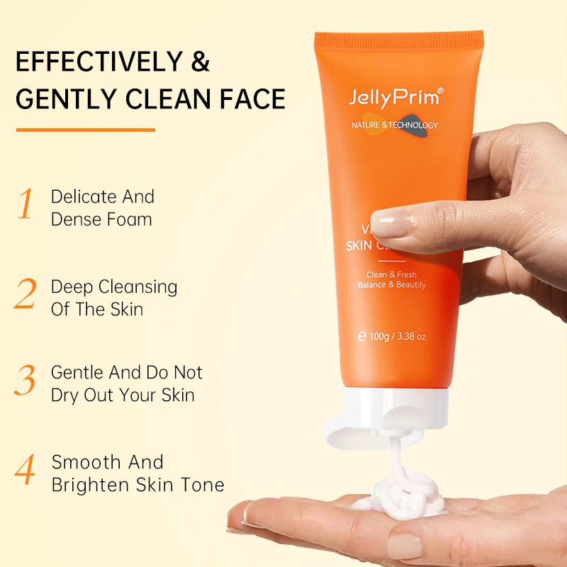 Vitamin C Full Face Skin Care Set Whitening Cream Dark Spots Serum Dark Circle Eye Facial Cleaning Moisturizing Lightening Kits