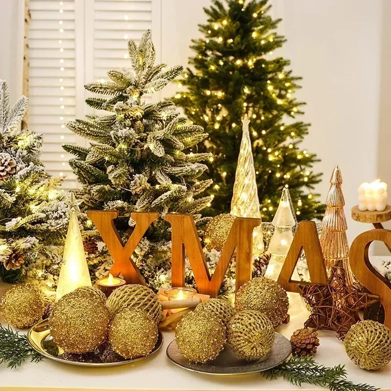 10cm Christmas Ball Ornaments Shatterproof Christmas Decorations Tree Balls for Xmas Tree Wedding Party Holiday Decor 8cm
