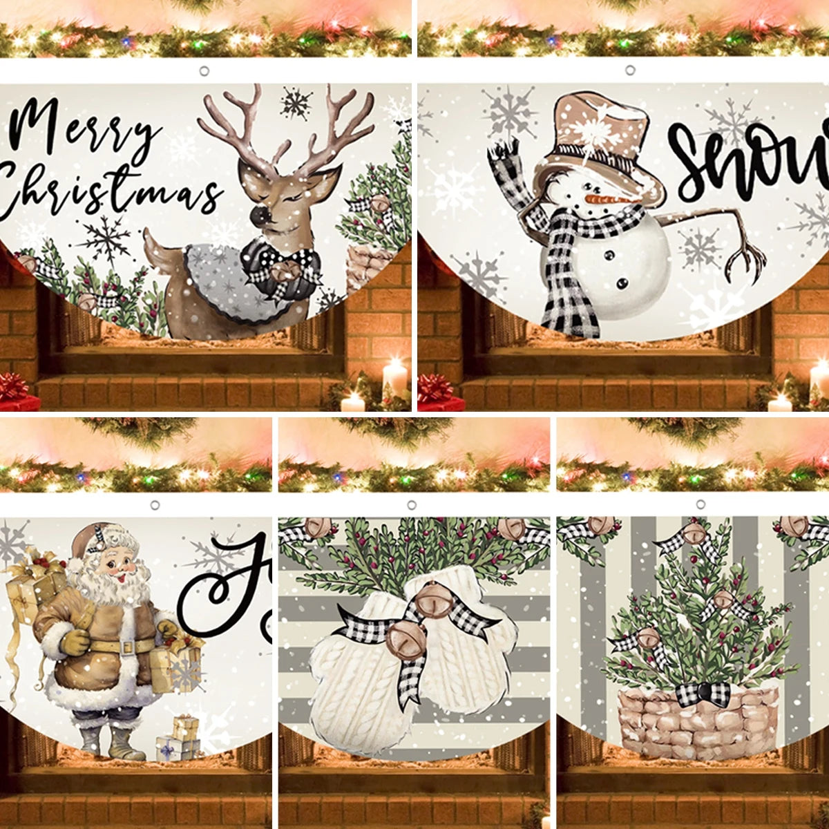 Merry Christmas Fan-shaped Banner Christmas Decoration for Home 2024 Xmas Party Decor Ornament Navidad Natal New Year Gifts 2025