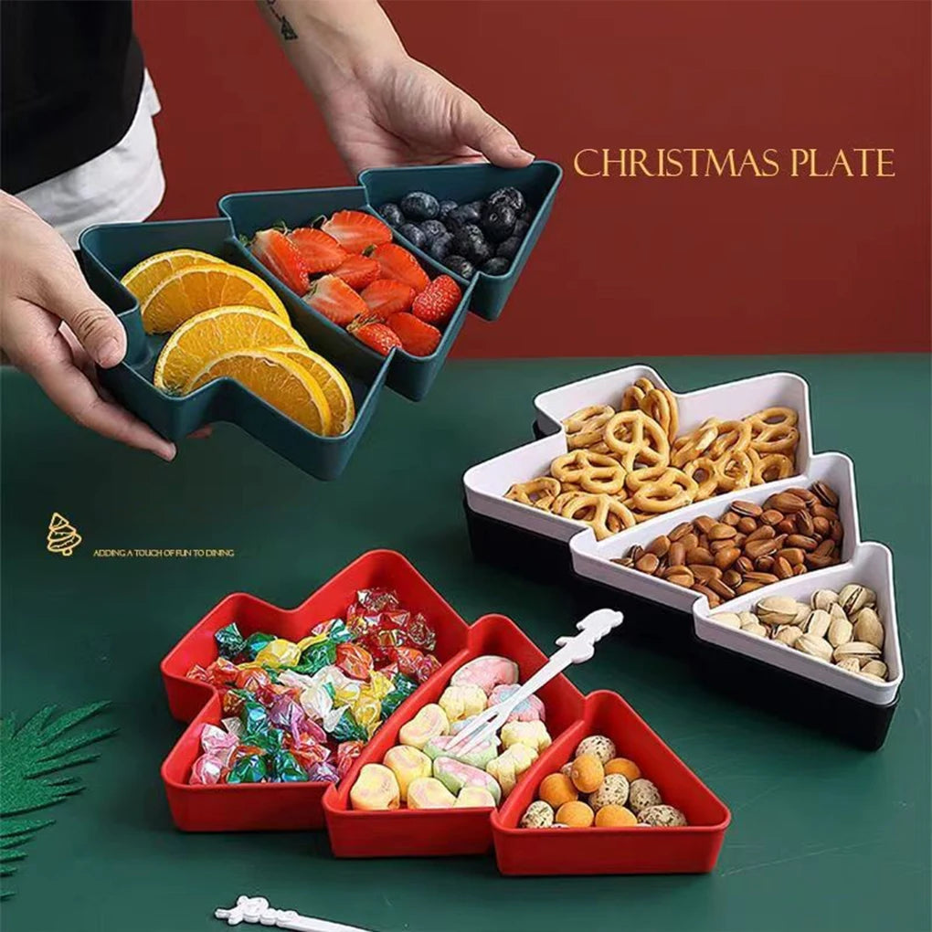 1pc Christmas Tree Fruit Plate Marry Christmas Party Decorations For Home 2024 Navidad Noel Natal Xmas Gifts Happy New Year 2025
