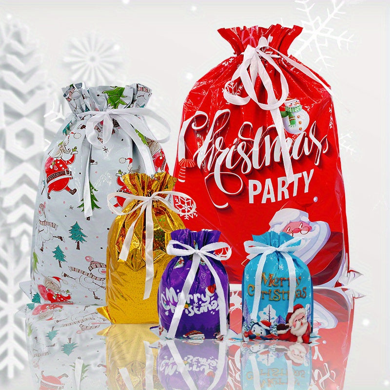 15 pieces, Christmas drawstring candy bags, party holiday gift packaging bags