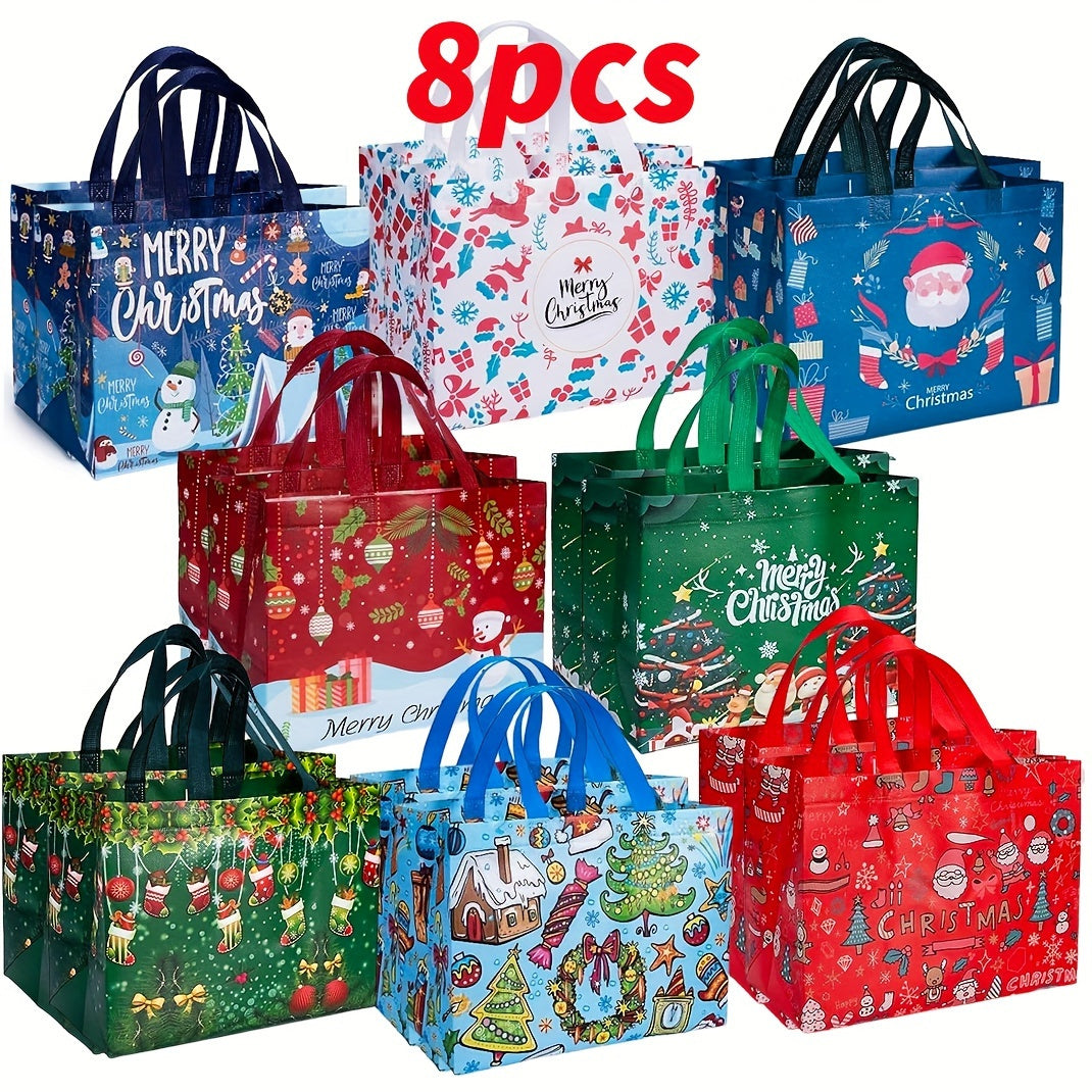 [Trending] Large Christmas Gift Bags with Handles - 8/16pcs, Reusable Non-Woven Holiday Tote Bags for Gifts, Party Favors & Decorations, Festive Red/Green/Blue, 32.51cm x 24.89cm x 17.02cm