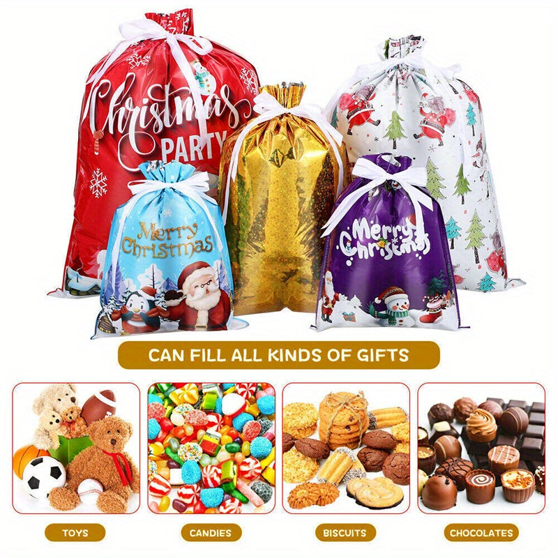 15 pieces, Christmas drawstring candy bags, party holiday gift packaging bags