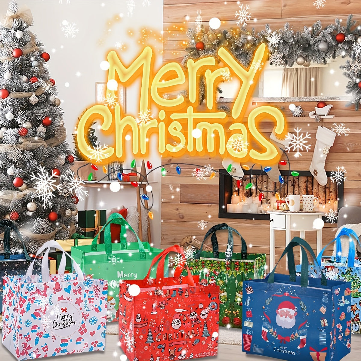 [Trending] Large Christmas Gift Bags with Handles - 8/16pcs, Reusable Non-Woven Holiday Tote Bags for Gifts, Party Favors & Decorations, Festive Red/Green/Blue, 32.51cm x 24.89cm x 17.02cm