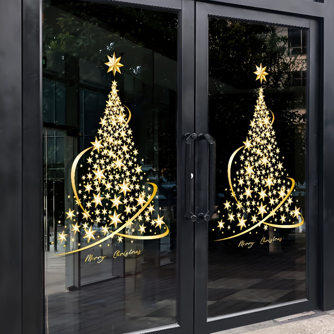 Festive Christmas Tree Sticker: Glass Wall Decoration for Windows - No Bulbs, No Electricity Needed