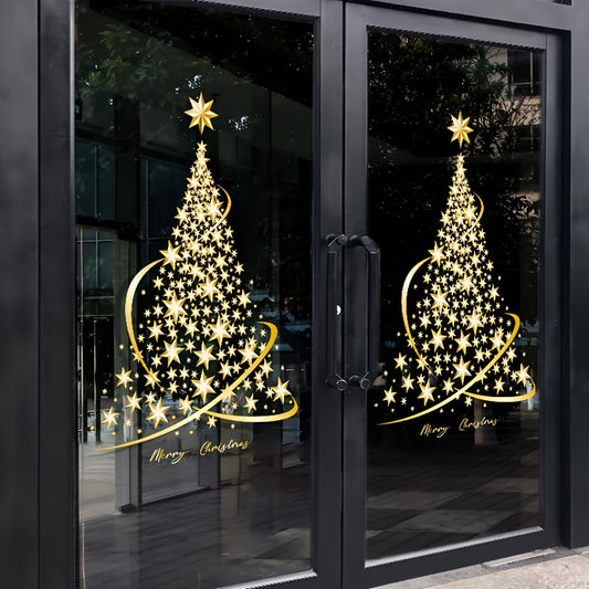 Festive Christmas Tree Sticker: Glass Wall Decoration for Windows - No Bulbs, No Electricity Needed