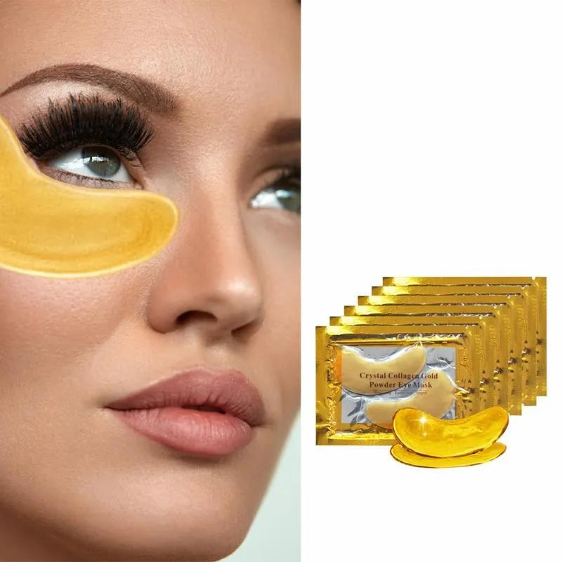 20p=10pairs Crystal Collagen Gold Powder Eye Mask Anti-Aging Dark Circles Acne Beauty Patches For Eye Skin Care Korean Cosmetics