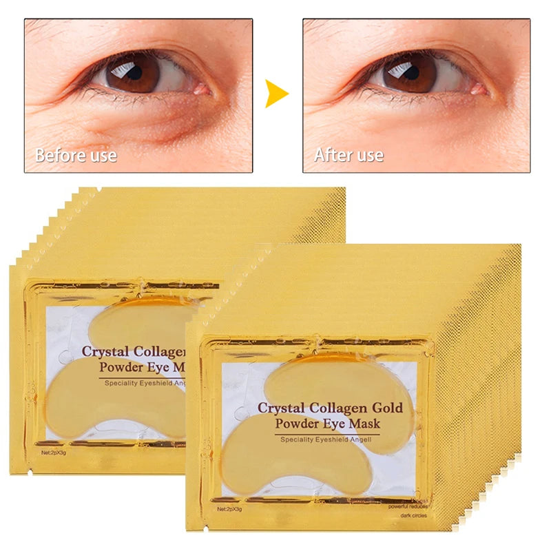 20p=10pairs Crystal Collagen Gold Powder Eye Mask Anti-Aging Dark Circles Acne Beauty Patches For Eye Skin Care Korean Cosmetics