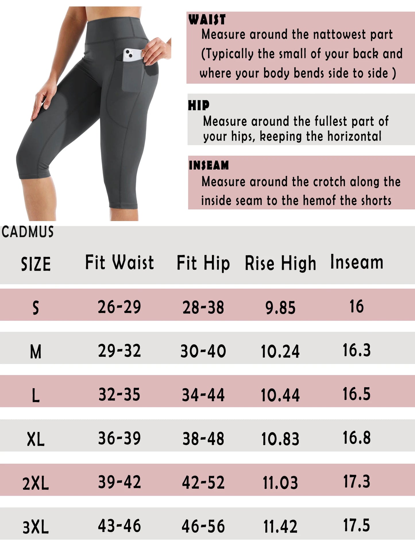 Women's Tummy Control High Waist Capri Running Leggings Yoga Pants with Pocket