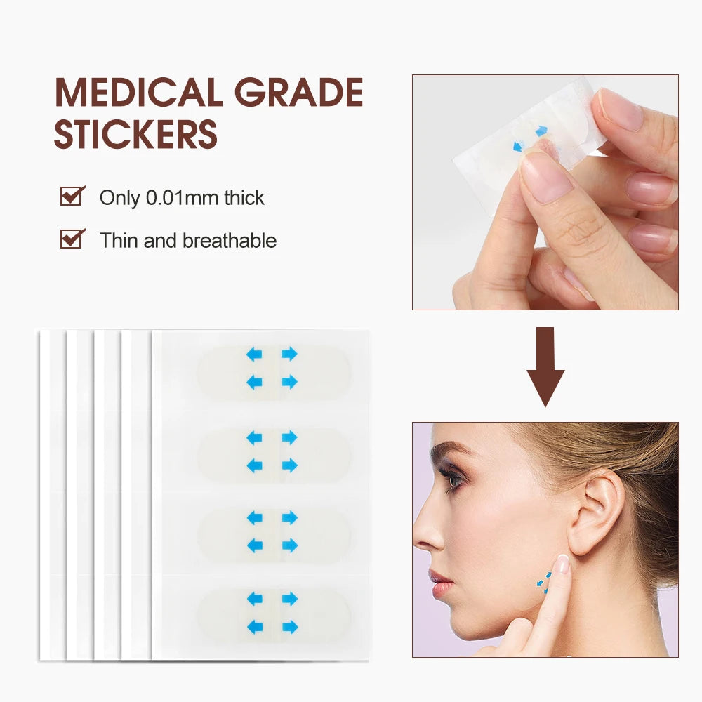 80pcs Invisible V Face lifting Tapes Wrinkle Removal Sticker Forehead Neck Chin Sticker Anti Aging Patch Facial Slimming Firming