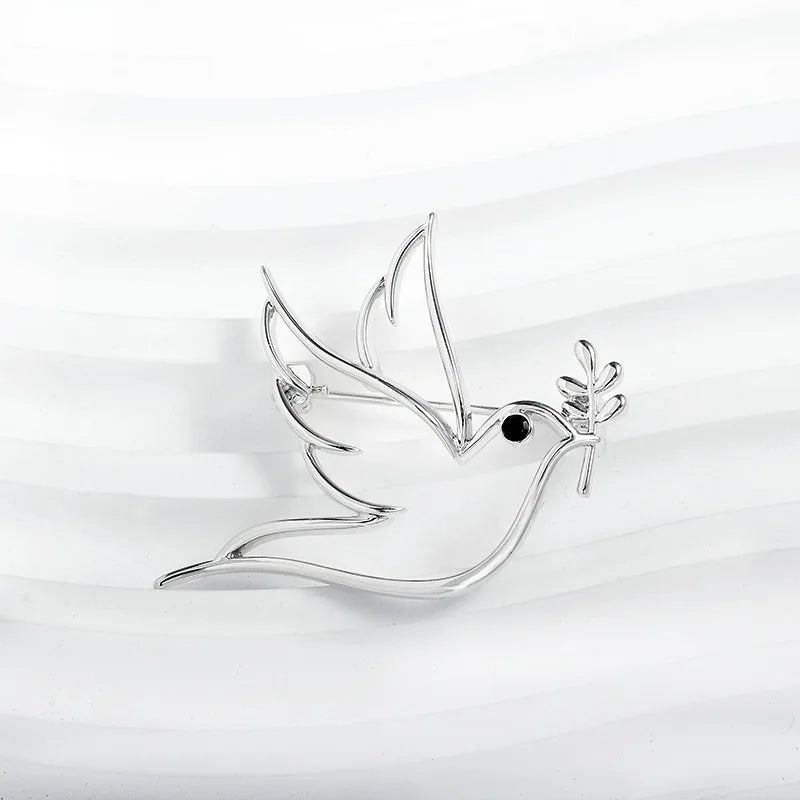 New Minimalist Hollow Out Peace Dove Brooch Exquisite Design Temperament Corsage Suit Jacket Fashionable Pin Accessories Broche