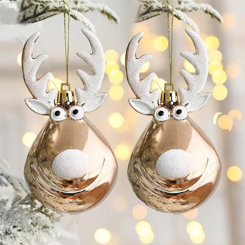 2pcs Elk Christmas Balls Ornaments Xmas Tree Hanging Bauble Pendant  Christmas Decorations for Home New Year Party Navidad 2024