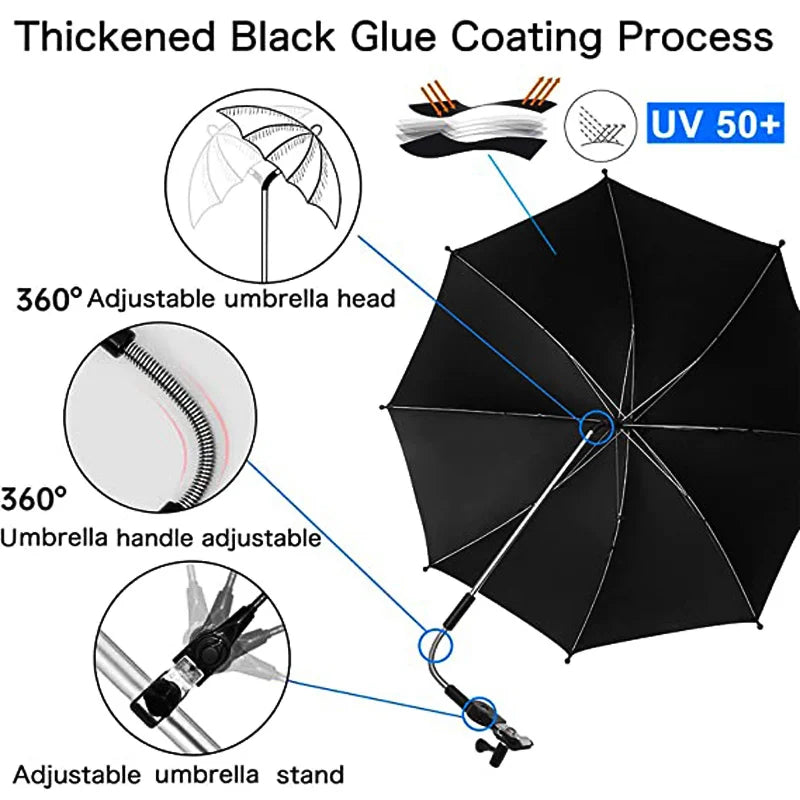 UV Protection Baby Stroller Umbrella With Clamp Universal Sunscree Rainproof Stroller Cover Umbrella  Baby Stroller Accessories