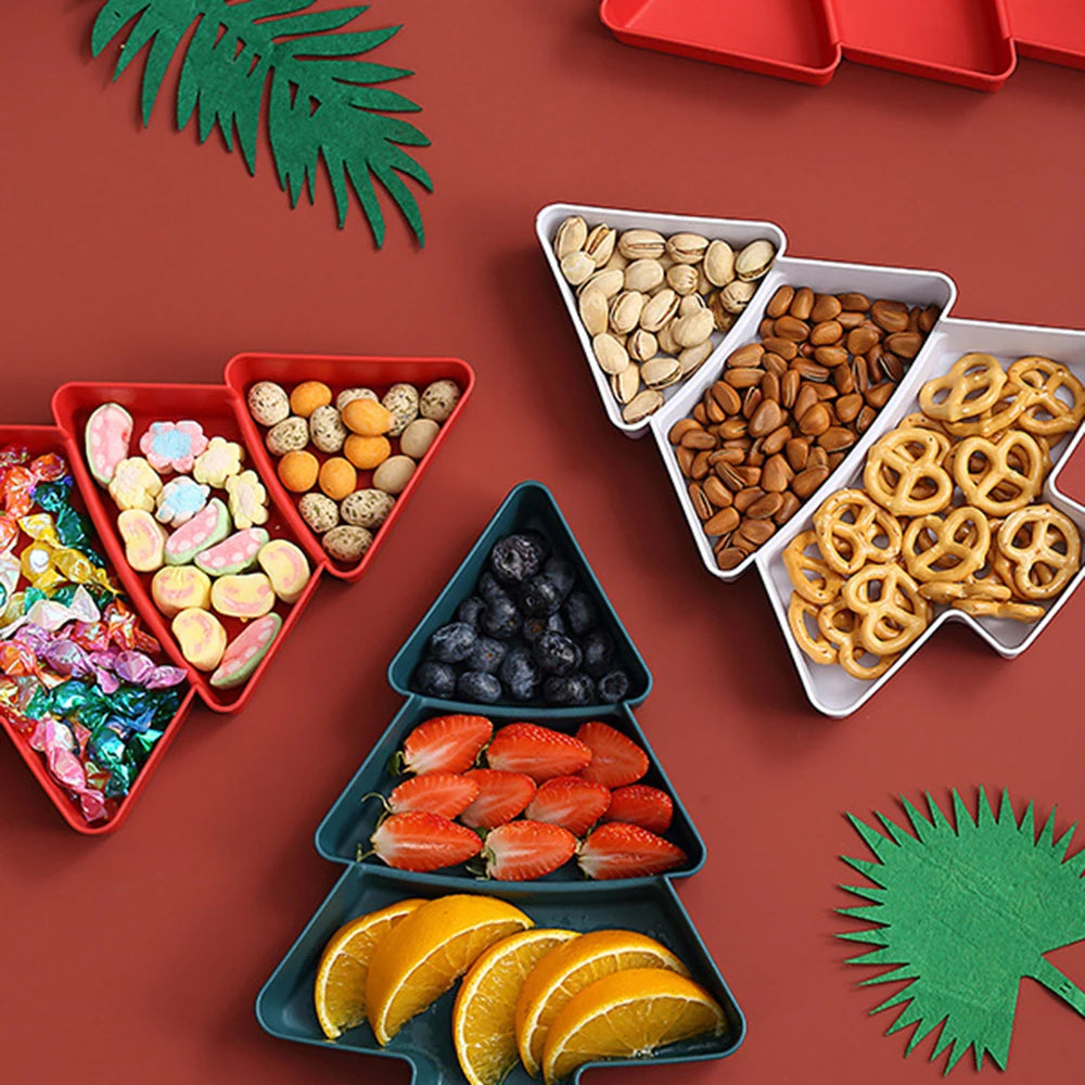 Christmas Tree Fruit Plate Christmas Table Decoration Xmax Dried Fruit Snack Food Candy Plastic Plates Christmas Decoration 2024