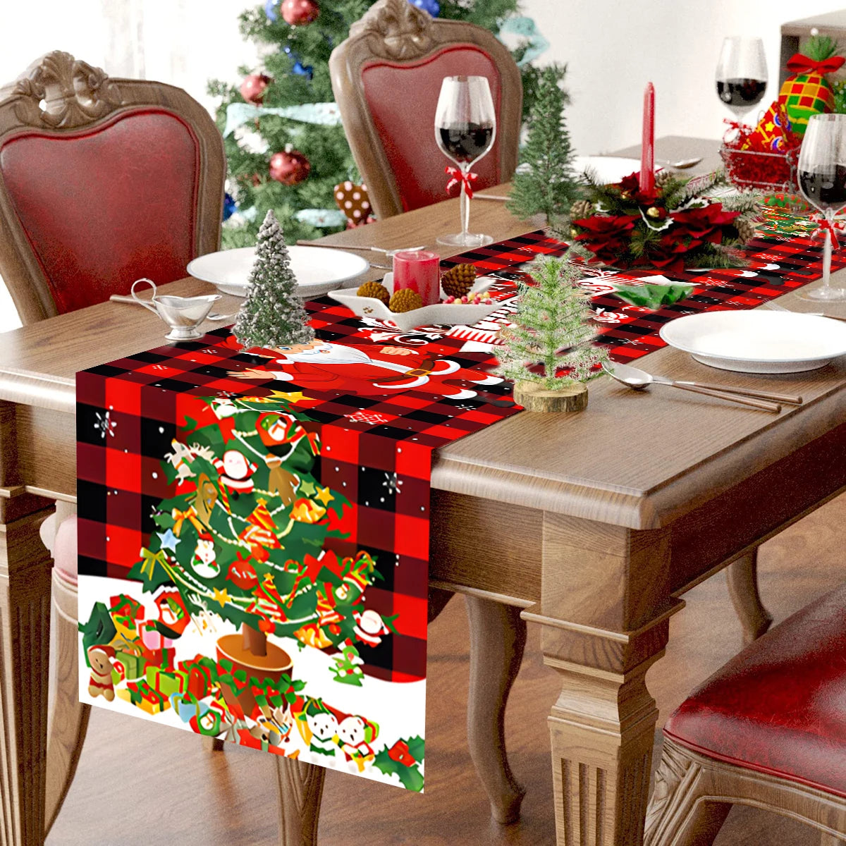 Merry Christmas Santa Claus Table Runner 2024 Christmas Decoration For Home Xmas Gifts Cristmas Gifts Navidad Natal New Year