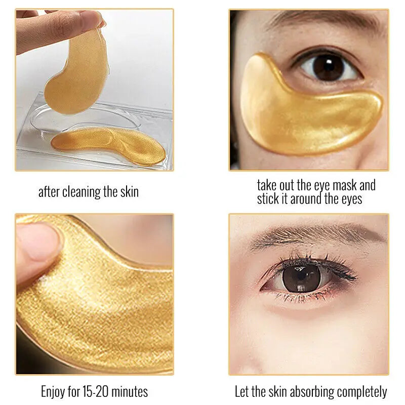 60PCS=30 Pairs Collagen Gold Eye Mask Moisturizing Hydrating Patches For Eye Dark Circles Beauty Skin Care Korean Cosmetics