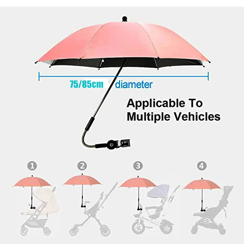 UV Protection Baby Stroller Umbrella With Clamp Universal Sunscree Rainproof Stroller Cover Umbrella  Baby Stroller Accessories