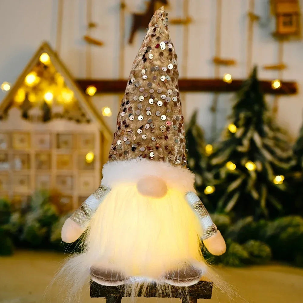 1~4pcs 2024 Christmas Doll Elf Knitted Gnome with Led Night Light Christmas Decorations for Home Xmas Navidad New Year 2025 Gift