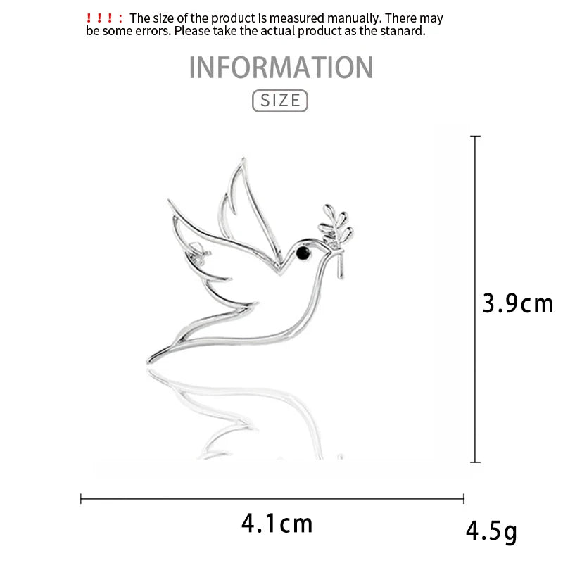 New Minimalist Hollow Out Peace Dove Brooch Exquisite Design Temperament Corsage Suit Jacket Fashionable Pin Accessories Broche
