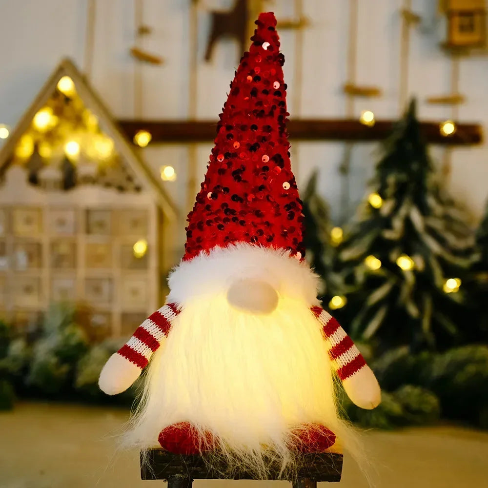 1~4pcs 2024 Christmas Doll Elf Knitted Gnome with Led Night Light Christmas Decorations for Home Xmas Navidad New Year 2025 Gift