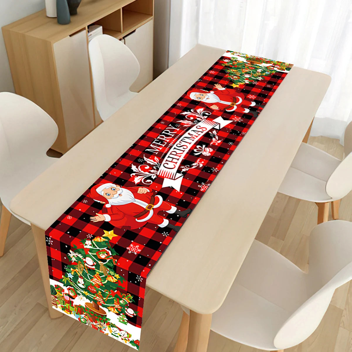 Merry Christmas Santa Claus Table Runner 2024 Christmas Decoration For Home Xmas Gifts Cristmas Gifts Navidad Natal New Year