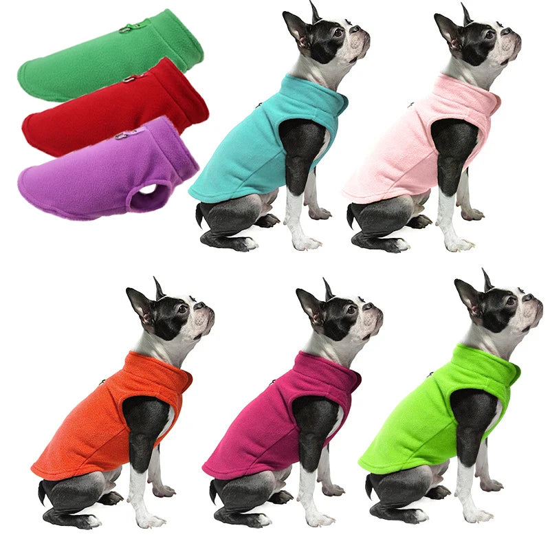 Winter Warm Fleece Dogs Clothes Soft Pet Jacket Vest with D-Ring for Small Puppy Cats Coat Chihuahua French Bulldog Pug Costume