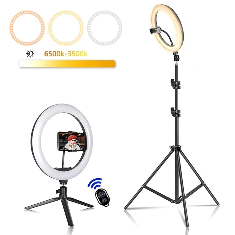 26/33cm LED Selfie Ring Light Dimmable Photography Fill Lighring with 50cm Tripod & Remote control For Youtube TikTok Video Live