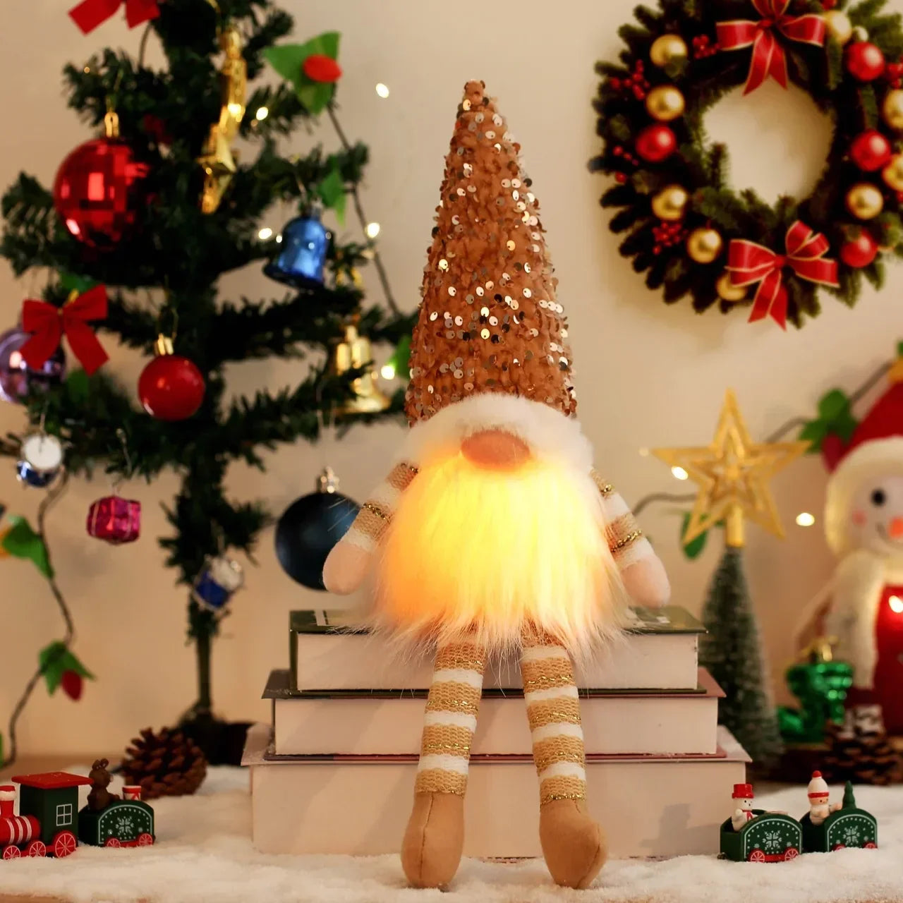 1~4pcs 2024 Christmas Doll Elf Knitted Gnome with Led Night Light Christmas Decorations for Home Xmas Navidad New Year 2025 Gift