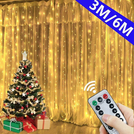 3/4/6M USB Curtains Festoon Led Light Garlands Christmas Lights Christmas Decorations String Lights New Year 2024 Street Garland