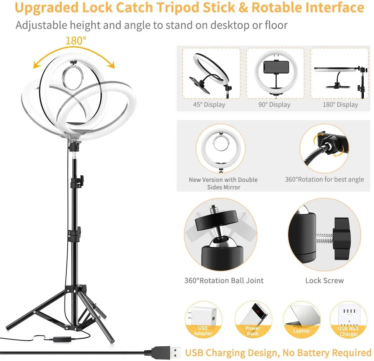 26/33cm LED Selfie Ring Light Dimmable Photography Fill Lighring with 50cm Tripod & Remote control For Youtube TikTok Video Live