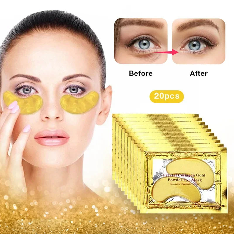 24k Gold Crystal Collagen Eye Mask Face Anti Wrinkle Gel Sleep Gold Mask Eyes Patches Collagen Moisturizing Eye Mask Eye Care