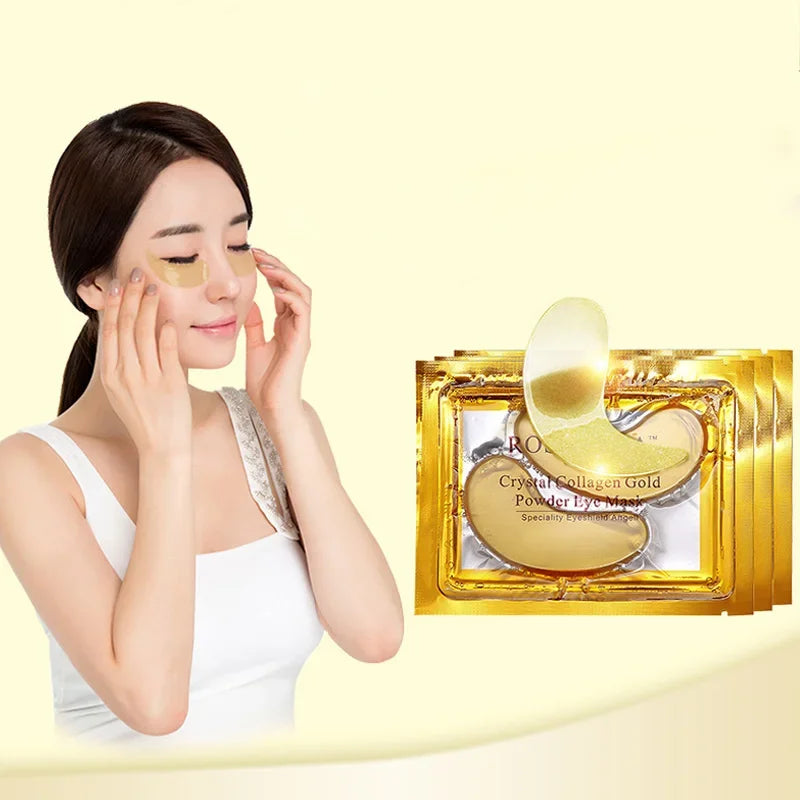 24k Gold Crystal Collagen Eye Mask Face Anti Wrinkle Gel Sleep Gold Mask Eyes Patches Collagen Moisturizing Eye Mask Eye Care