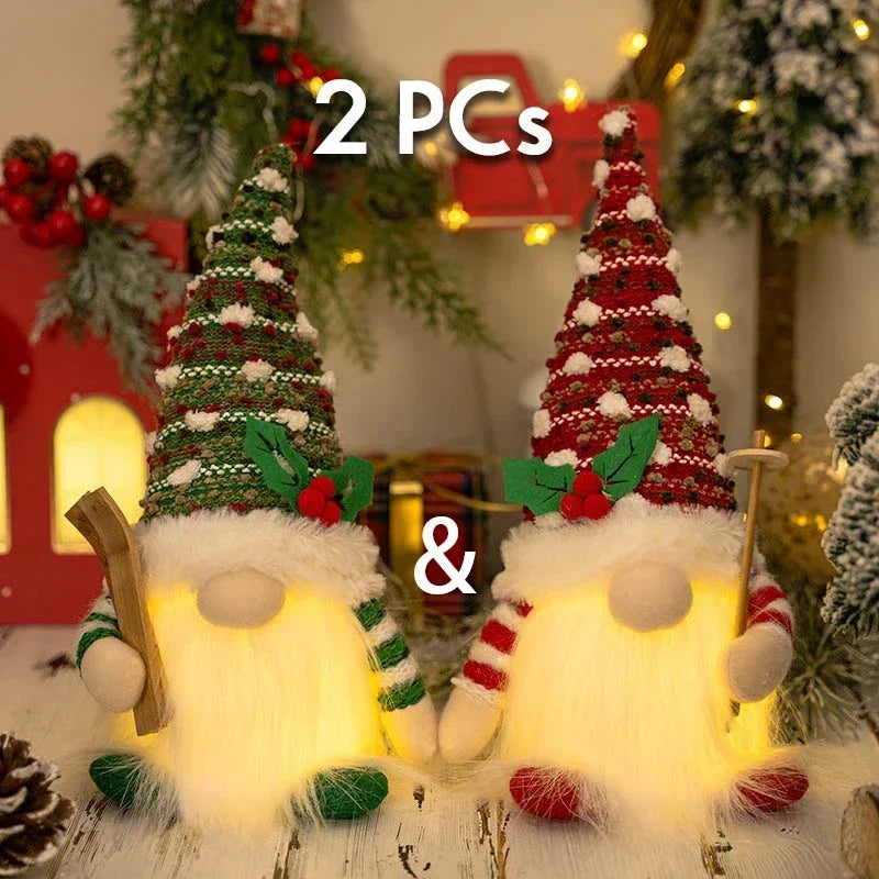 1~4pcs 2024 Christmas Doll Elf Knitted Gnome with Led Night Light Christmas Decorations for Home Xmas Navidad New Year 2025 Gift