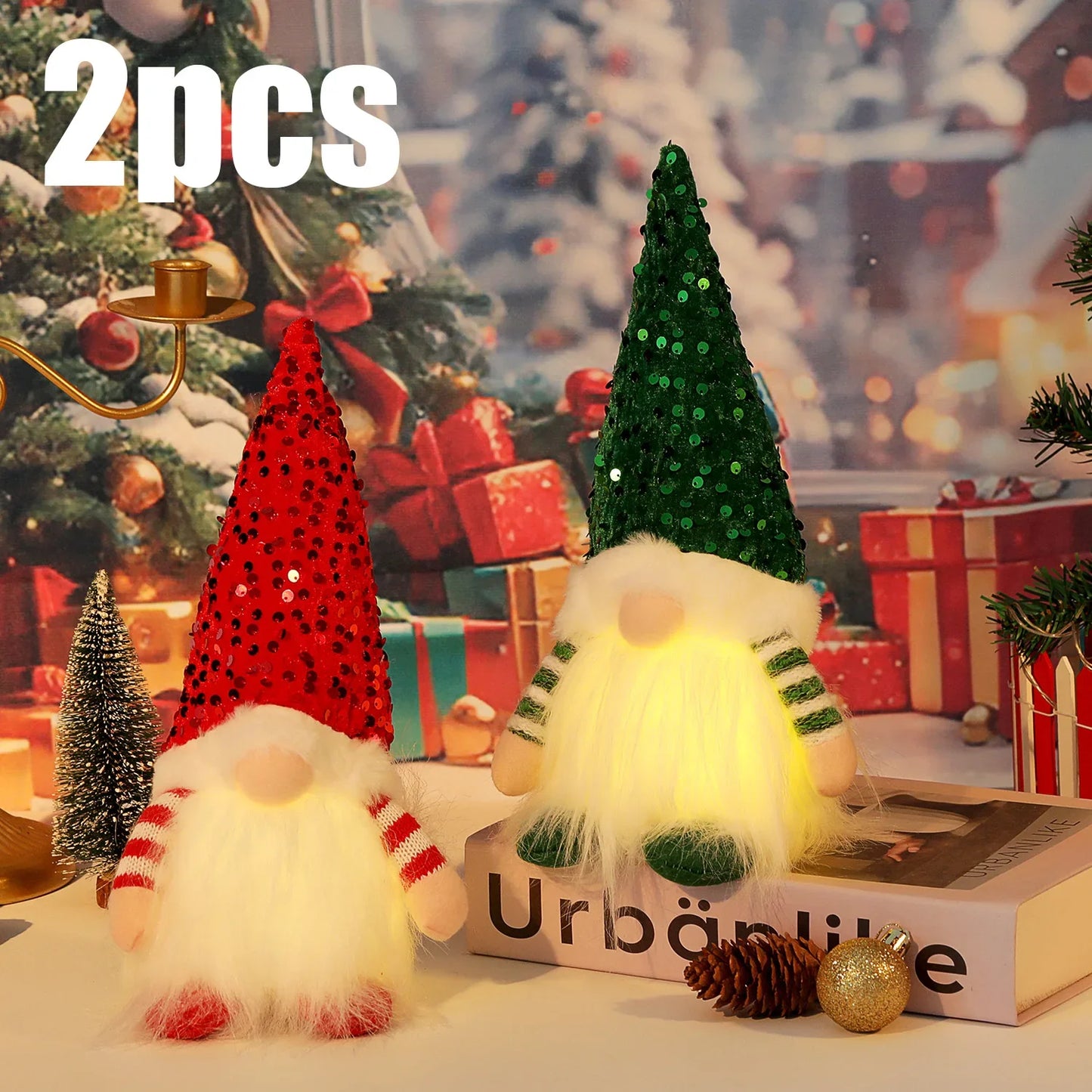 1~4pcs 2024 Christmas Doll Elf Knitted Gnome with Led Night Light Christmas Decorations for Home Xmas Navidad New Year 2025 Gift