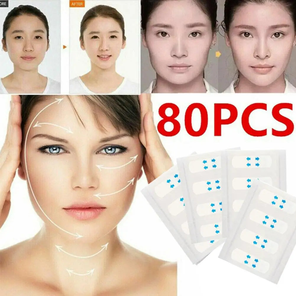 40/60/80Pcs V-Shape Face Lift Tape Invisible Face Lifter Tools Instant Lift Makeup Lift Tape Sticker Breathable A4Y8