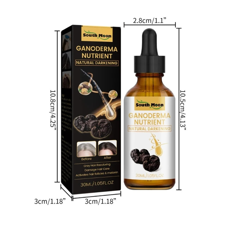 30ml Anti-Greying Hair Serum Ganoderma Nutrient Natural Darkening Serum Anti-greying Hair Serum Oil for Women Men N0PF