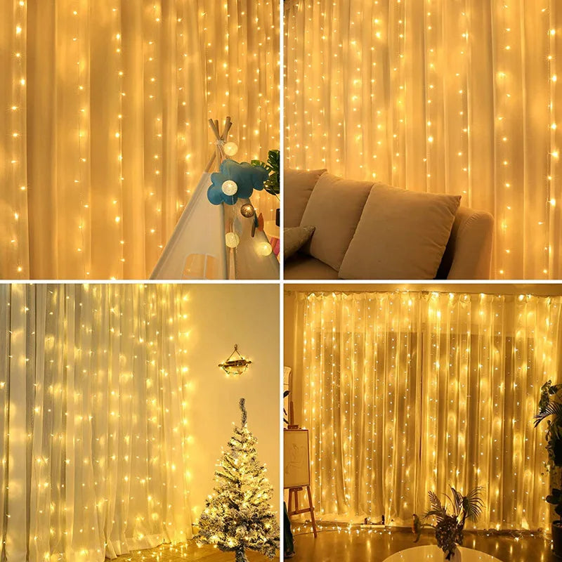 3/4/6M USB Curtains Festoon Led Light Garlands Christmas Lights Christmas Decorations String Lights New Year 2024 Street Garland