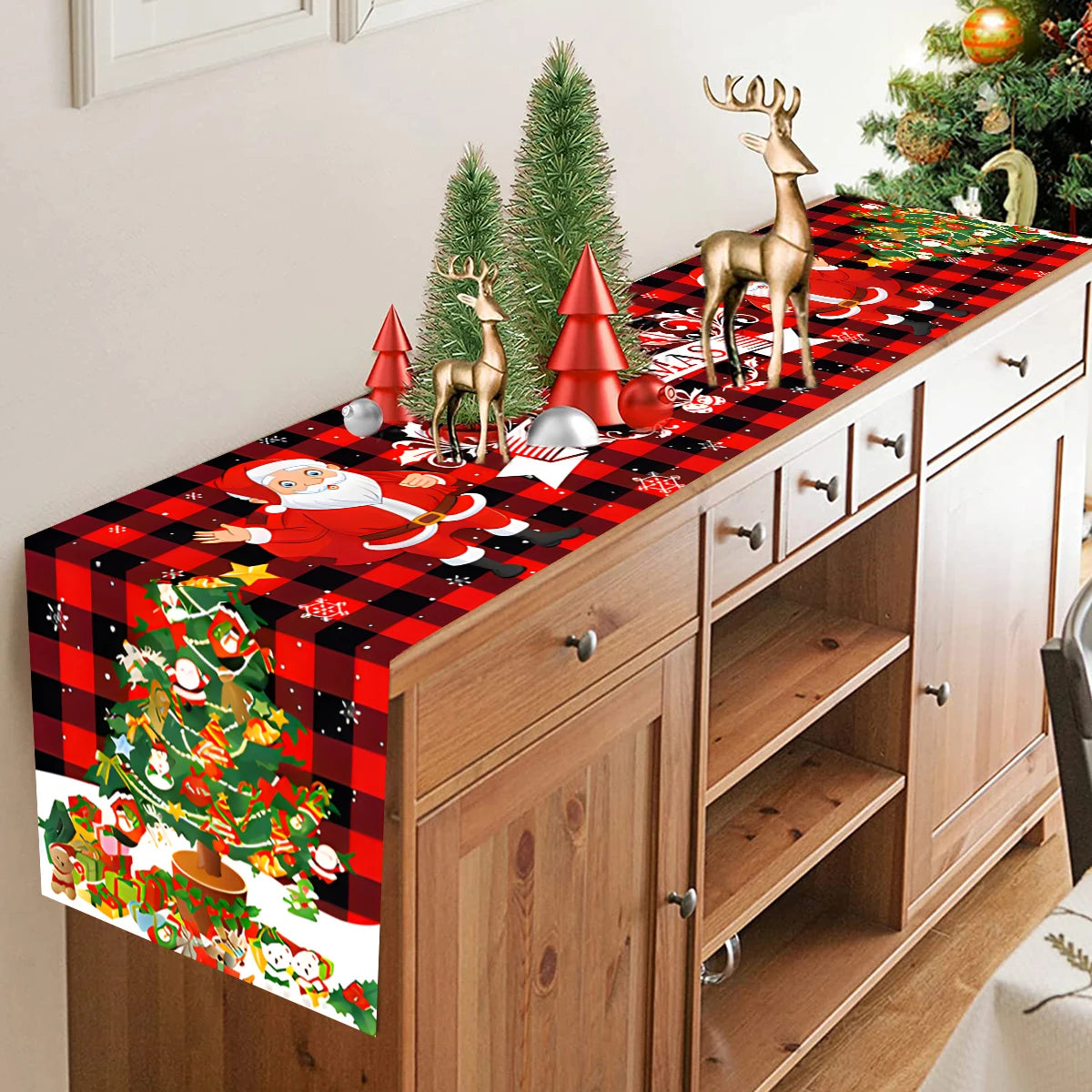 Merry Christmas Santa Claus Table Runner 2024 Christmas Decoration For Home Xmas Gifts Cristmas Gifts Navidad Natal New Year