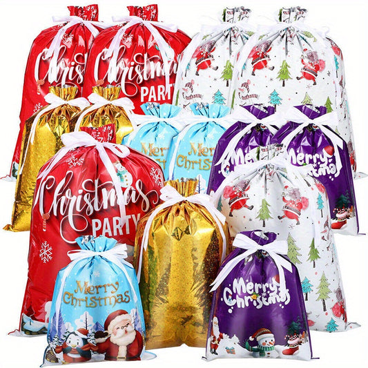 15 pieces, Christmas drawstring candy bags, party holiday gift packaging bags