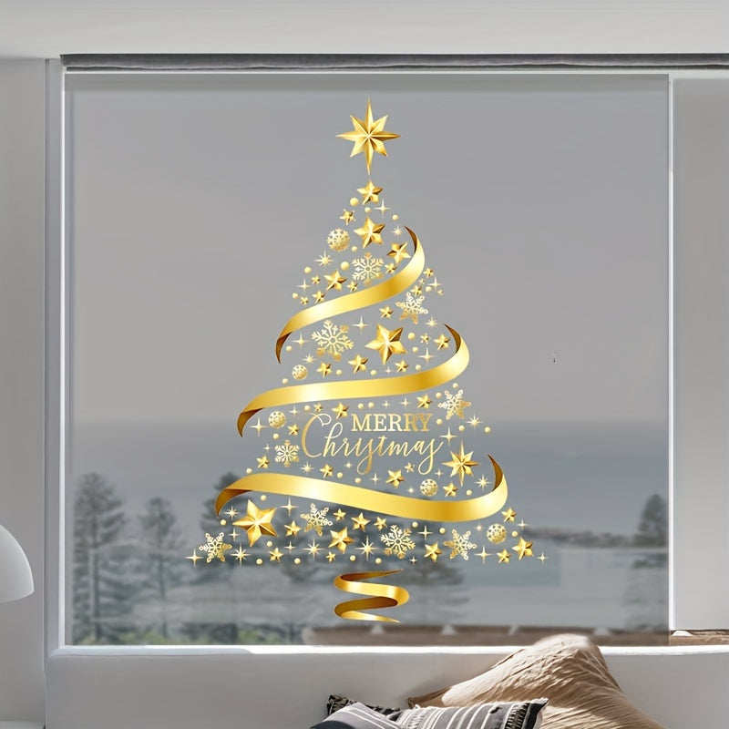 Festive Christmas Tree Sticker: Glass Wall Decoration for Windows - No Bulbs, No Electricity Needed