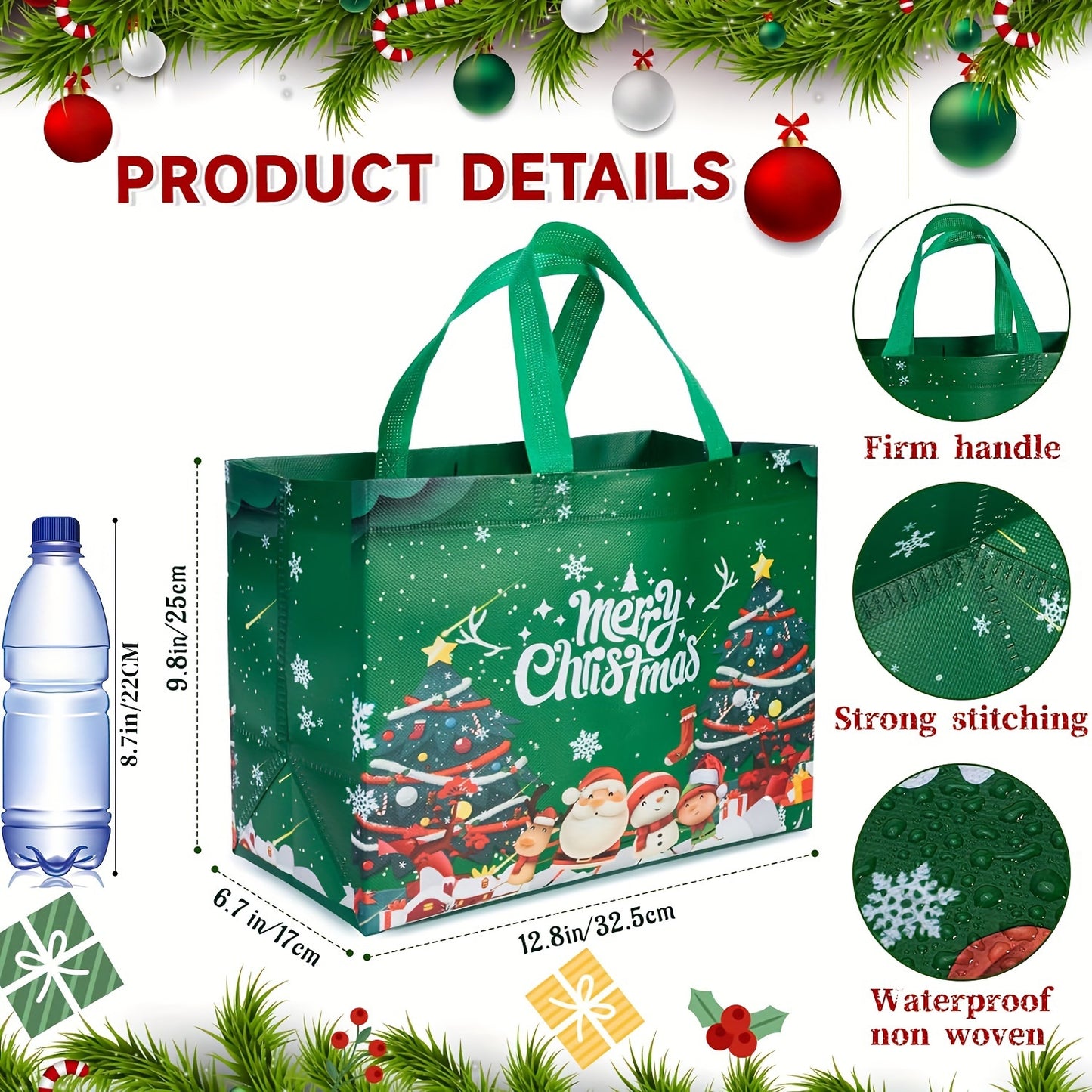 [Trending] Large Christmas Gift Bags with Handles - 8/16pcs, Reusable Non-Woven Holiday Tote Bags for Gifts, Party Favors & Decorations, Festive Red/Green/Blue, 32.51cm x 24.89cm x 17.02cm